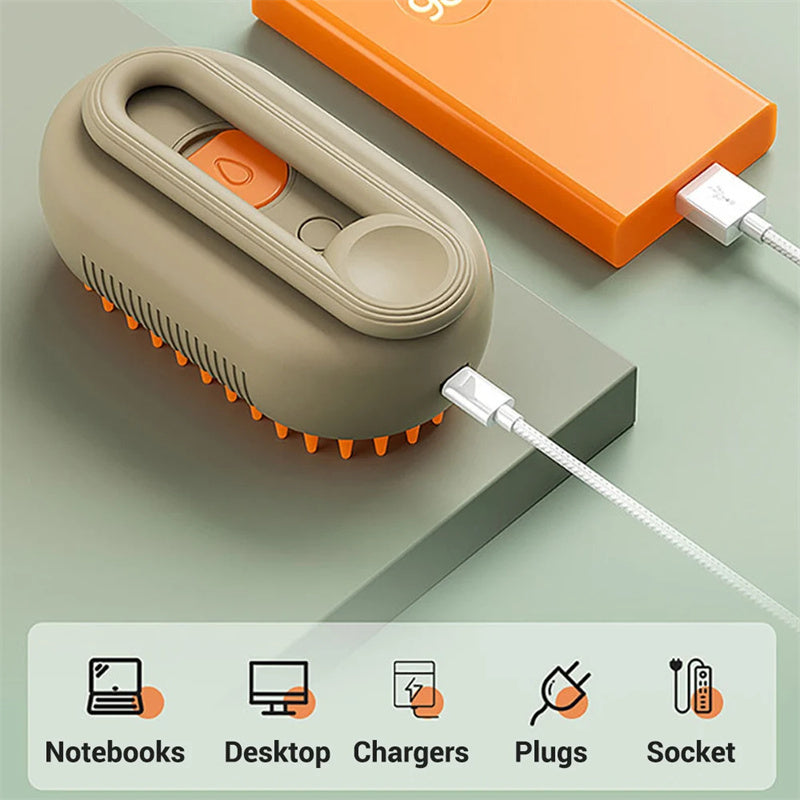 3-in-1 steam pet brush for cats and dogs
