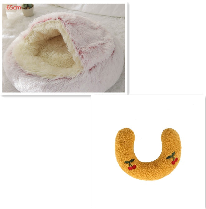 2-in-1 plush pet bed for cats and dogs