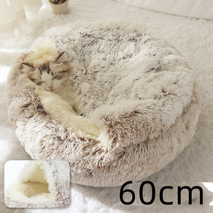 2-in-1 plush pet bed for cats and dogs