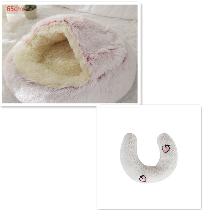 2-in-1 plush pet bed for cats and dogs