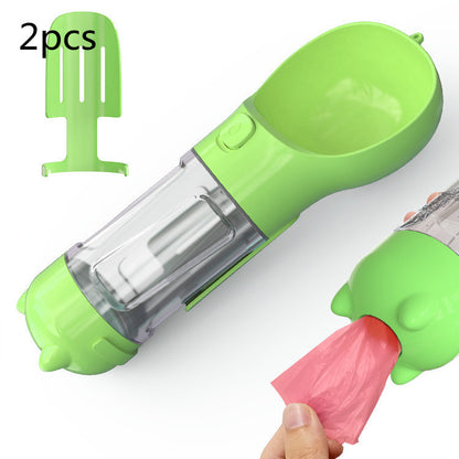 3-in-1 portable pet water bottle with feeding bowl and waste bag