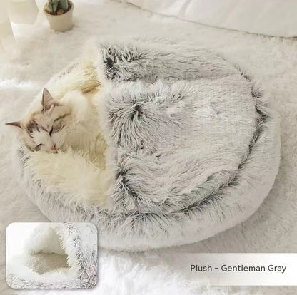 2-in-1 plush pet bed for cats and dogs