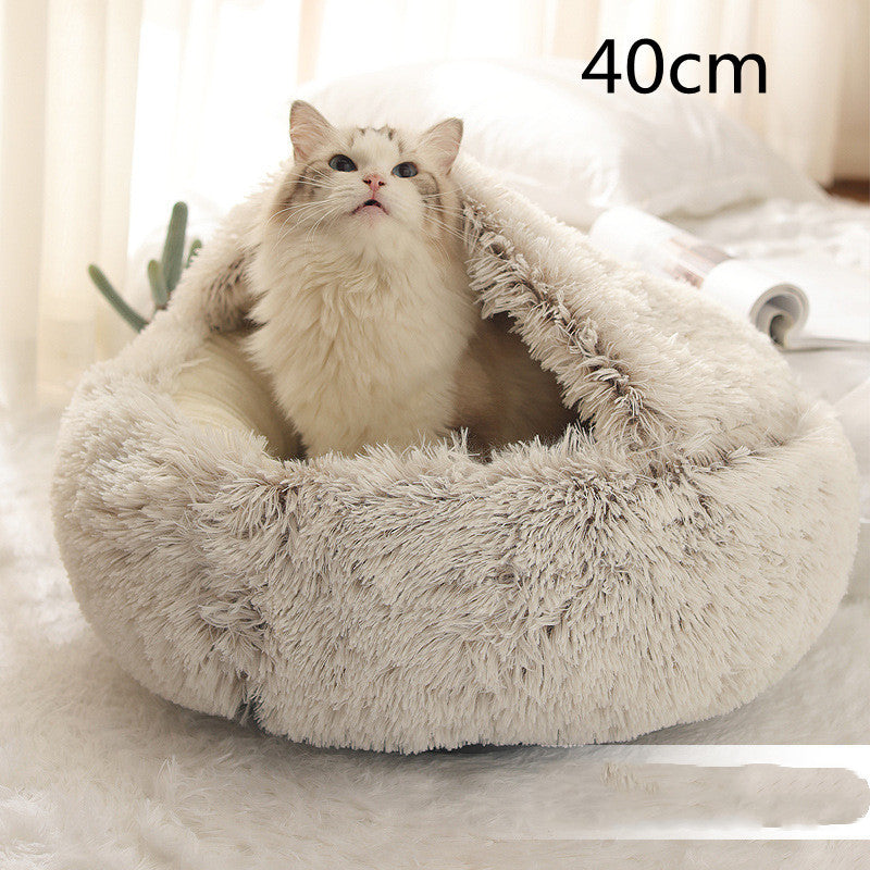 2-in-1 plush pet bed for cats and dogs