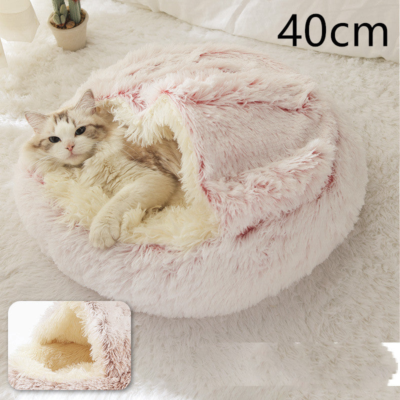 2-in-1 plush pet bed for cats and dogs