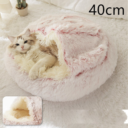 2-in-1 plush pet bed for cats and dogs