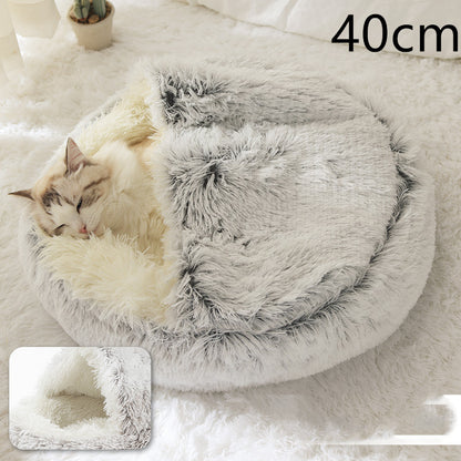 2-in-1 plush pet bed for cats and dogs