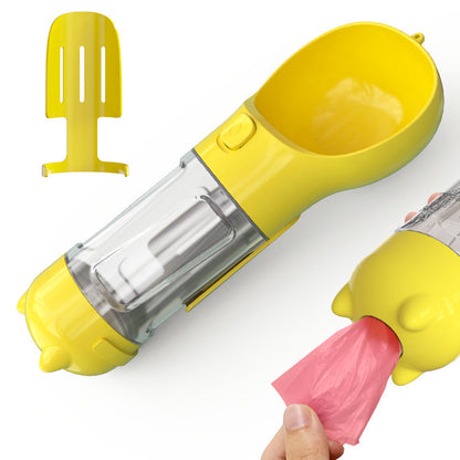 3-in-1 portable pet water bottle with feeding bowl and waste bag