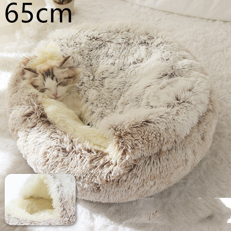 2-in-1 plush pet bed for cats and dogs