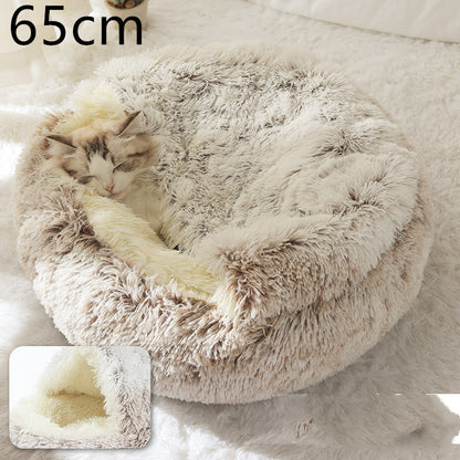 2-in-1 plush pet bed for cats and dogs