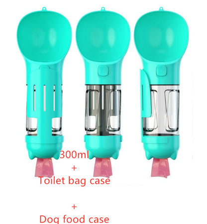 3-in-1 portable pet water bottle with feeding bowl and waste bag