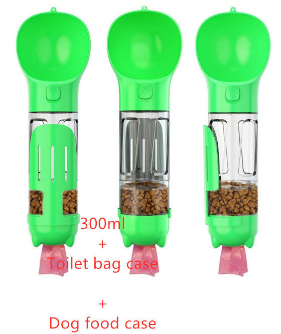 3-in-1 portable pet water bottle with feeding bowl and waste bag
