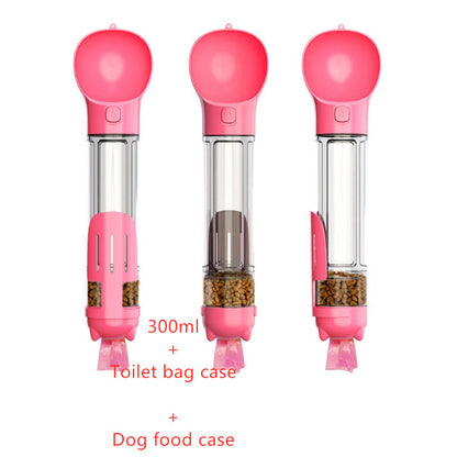 3-in-1 portable pet water bottle with feeding bowl and waste bag