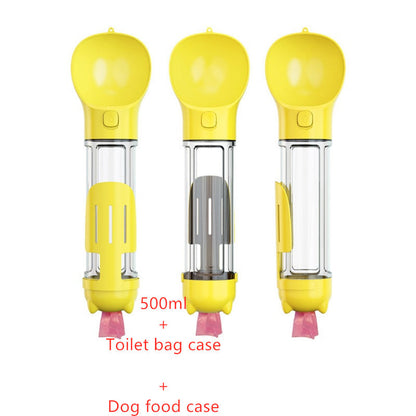 3-in-1 portable pet water bottle with feeding bowl and waste bag