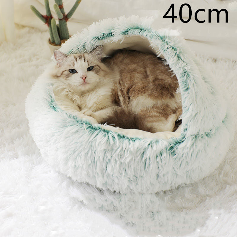 2-in-1 plush pet bed for cats and dogs