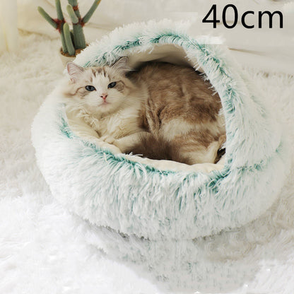 2-in-1 plush pet bed for cats and dogs