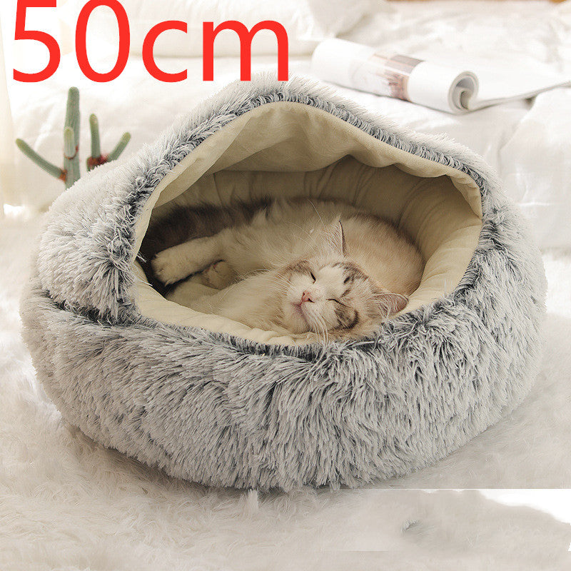 2-in-1 plush pet bed for cats and dogs