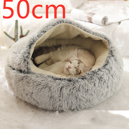 2-in-1 plush pet bed for cats and dogs