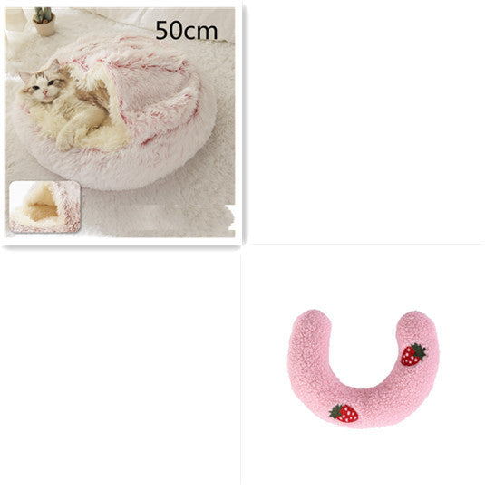 2-in-1 plush pet bed for cats and dogs