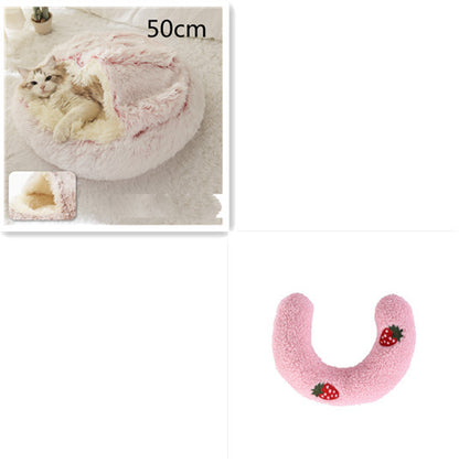 2-in-1 plush pet bed for cats and dogs