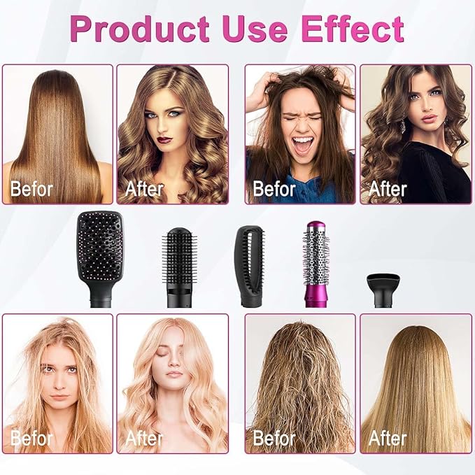 💇‍♀️ Professional 5-in-1 Hair Dryer Brush – Dryer, Straightener & Curler - Veluna
