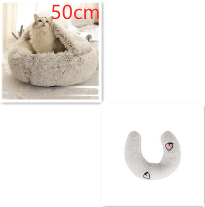 2-in-1 plush pet bed for cats and dogs