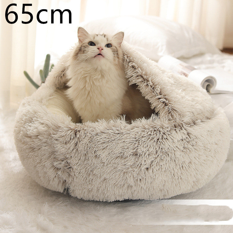 2-in-1 plush pet bed for cats and dogs