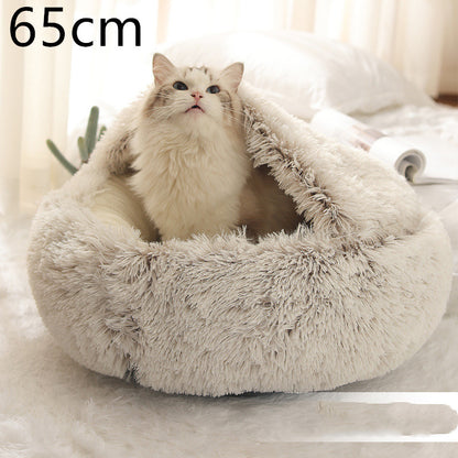 2-in-1 plush pet bed for cats and dogs