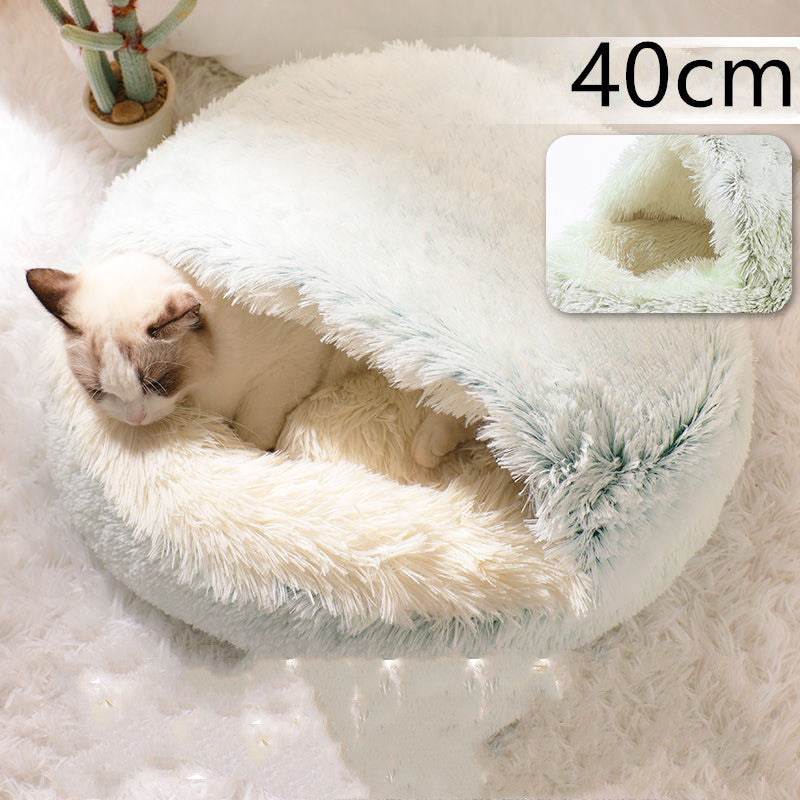 2-in-1 plush pet bed for cats and dogs