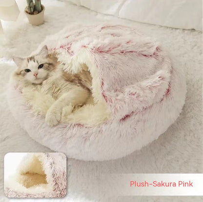 2-in-1 plush pet bed for cats and dogs