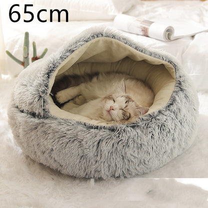 2-in-1 plush pet bed for cats and dogs