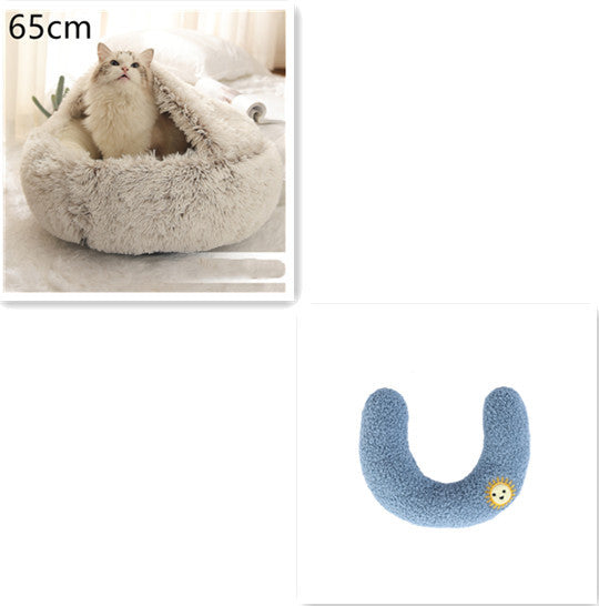 2-in-1 plush pet bed for cats and dogs
