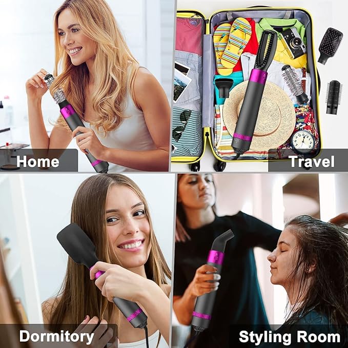💇‍♀️ Professional 5-in-1 Hair Dryer Brush – Dryer, Straightener & Curler - Veluna