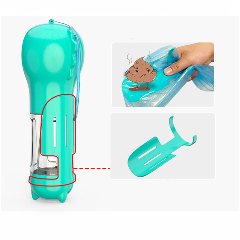 3-in-1 portable pet water bottle with feeding bowl and waste bag