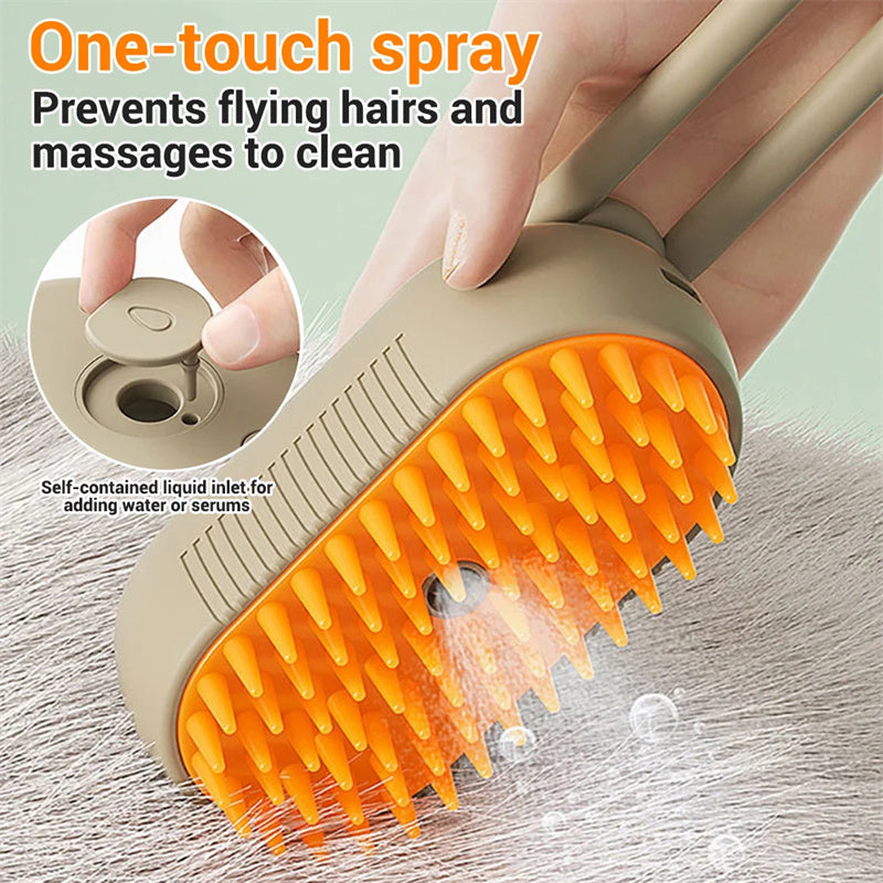 3-in-1 steam pet brush for cats and dogs