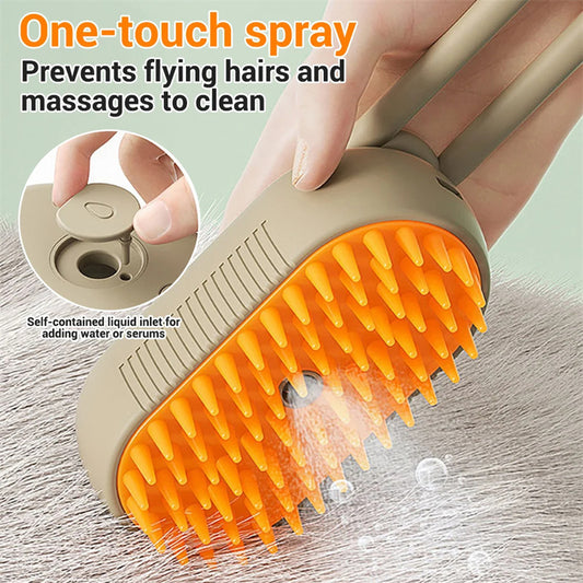 3-in-1 steam pet brush for cats and dogs