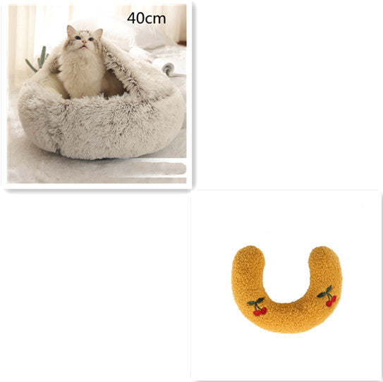 2-in-1 plush pet bed for cats and dogs