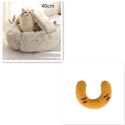 2-in-1 plush pet bed for cats and dogs