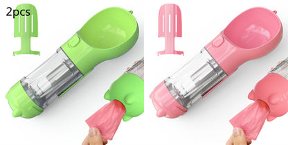 3-in-1 portable pet water bottle with feeding bowl and waste bag
