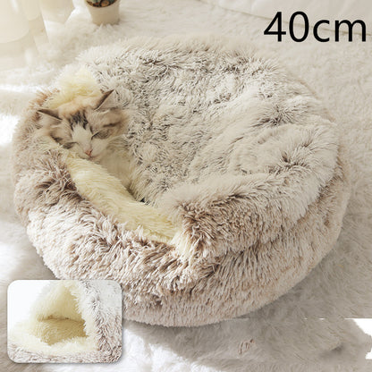 2-in-1 plush pet bed for cats and dogs