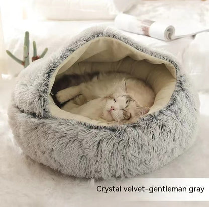 2-in-1 plush pet bed for cats and dogs