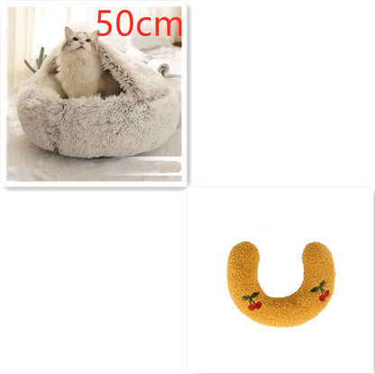 2-in-1 plush pet bed for cats and dogs