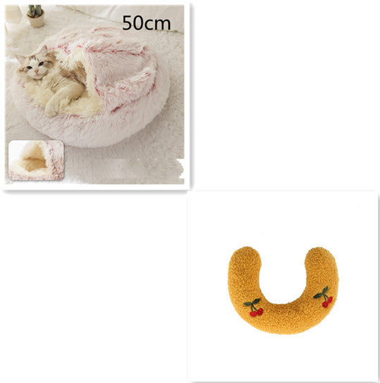 2-in-1 plush pet bed for cats and dogs