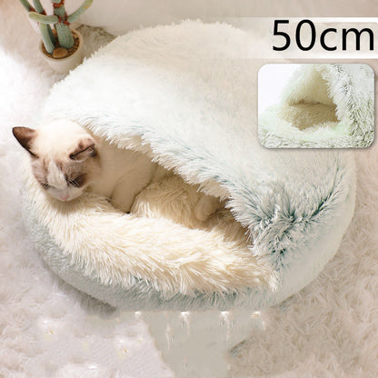 2-in-1 plush pet bed for cats and dogs