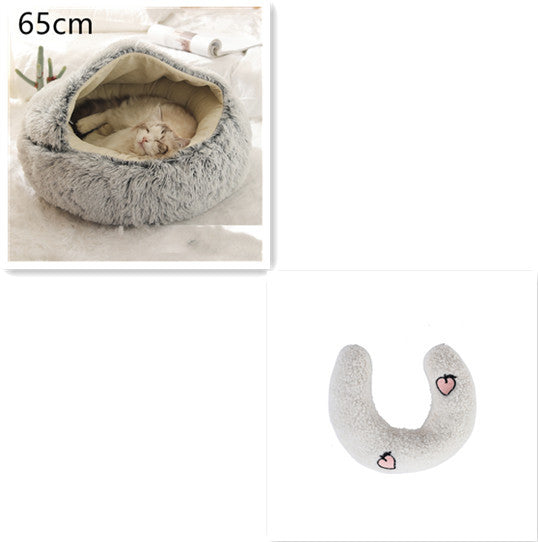 2-in-1 plush pet bed for cats and dogs