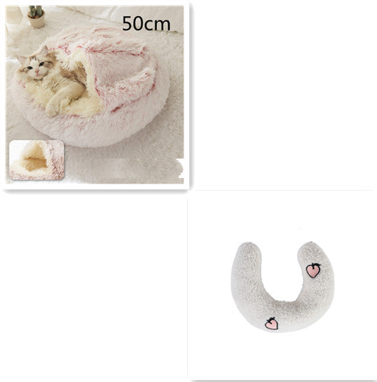 2-in-1 plush pet bed for cats and dogs