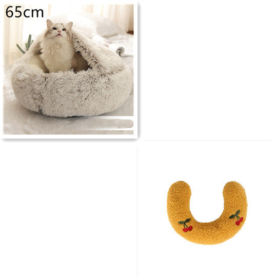 2-in-1 plush pet bed for cats and dogs