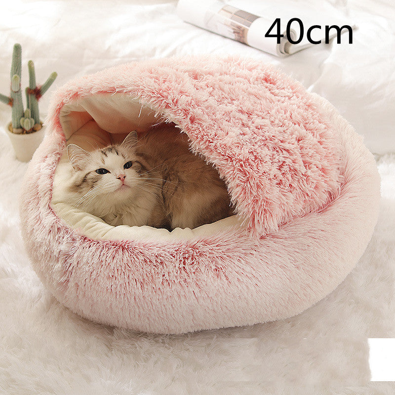 2-in-1 plush pet bed for cats and dogs