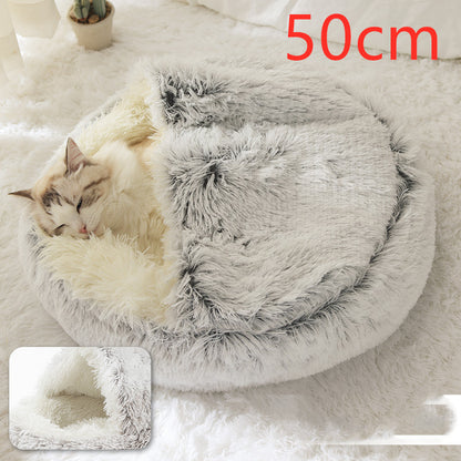 2-in-1 plush pet bed for cats and dogs