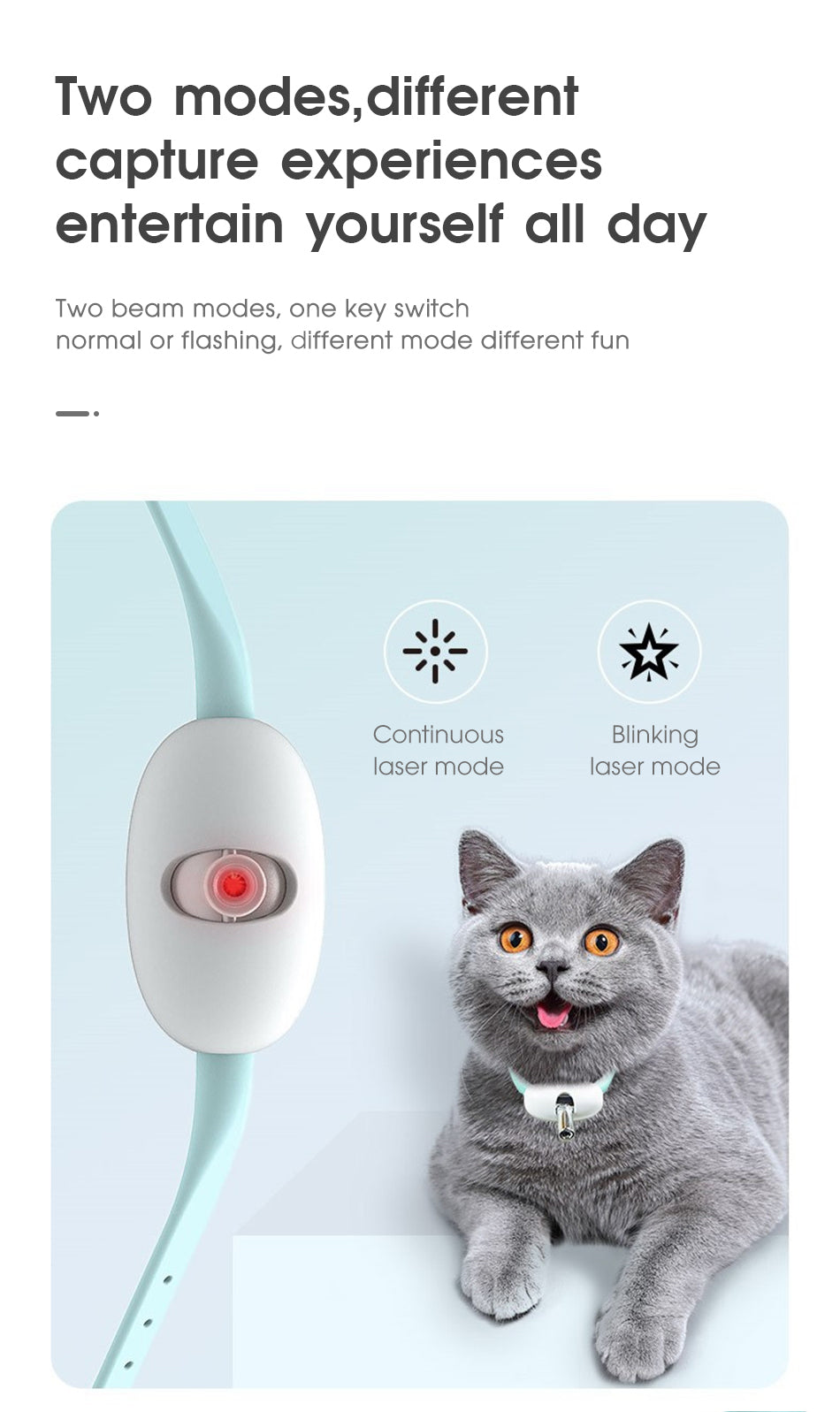 Automatic smart laser cat toy collar for interactive play