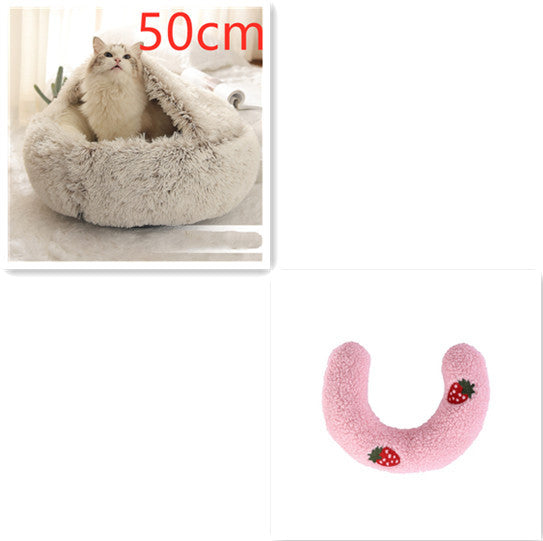 2-in-1 plush pet bed for cats and dogs
